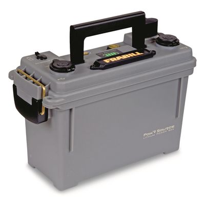 Frabill Pow'R Source Storage Box | Water Resistant Lightweight and Portable Power 12V 10 AH Power Source and Storage Box, Gray
