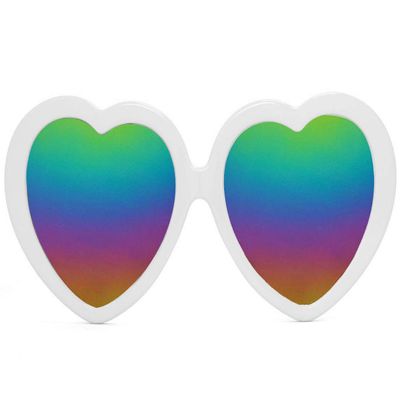 Gravity Shades Heart Shaped Rainbow Lens Sunglasses - White