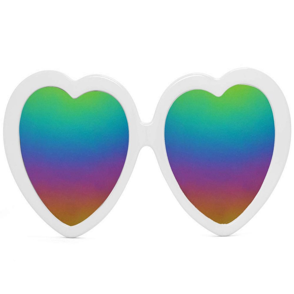 Gravity Shades Heart Shaped Rainbow Lens Sunglasses - White