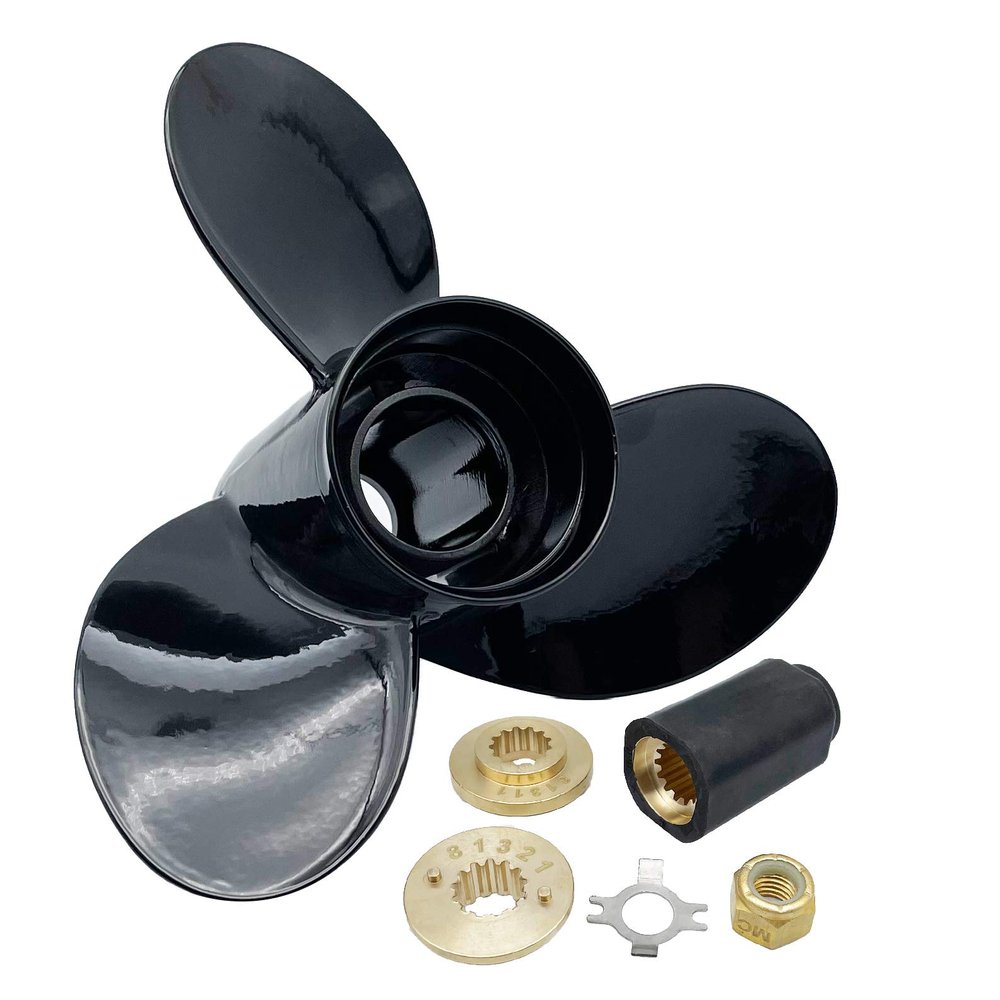 Interchangeable Reflex Aluminum Outboard Propeller Boat Prop 10 3/4x12 Pitch for Mercury/Mariner 25 HP Bigfoot/CT-60 HP 13 Tooth Spline,48-816702A40