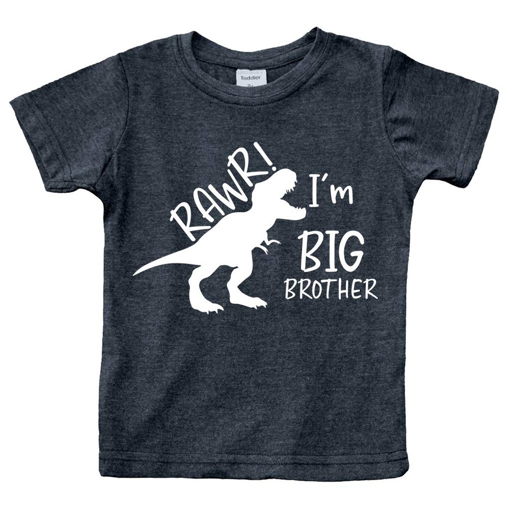 rawr im Big Brother Shirt Dinosaur Toddler boyTshirt Dino Announcement ouotfit. (US, Age, 7 Years, Charcoal Black)