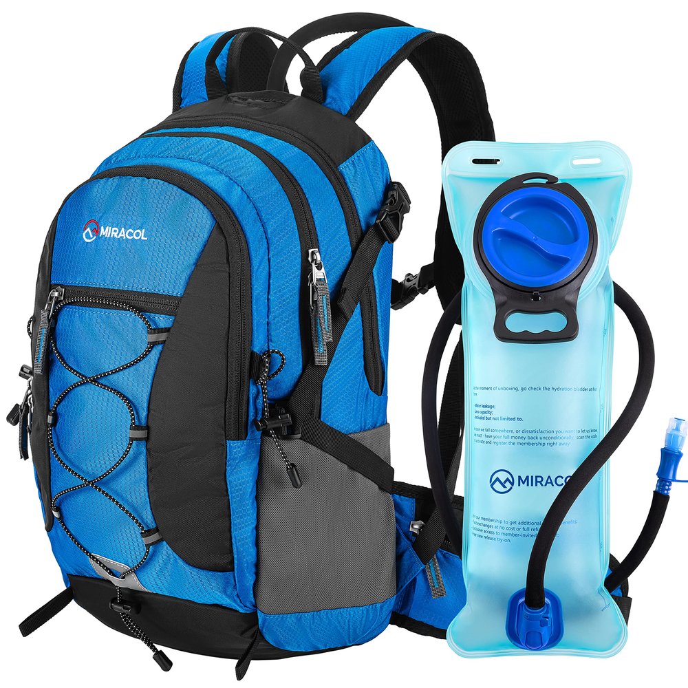 MIRACOL 18L Hydration Backpack with 2.5L BPA Free Water Bladder: Large-Capacity Hydration Pack with 2 Waist Pouch Insulated Water Backpack - for Hiking Running Biking Camping Hunting