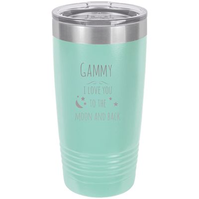 Gammy - I Love you to the Moon and Back - Insulated 20-Ounce Engraved Stainless Steel Travel Tumbler Coffee Mug