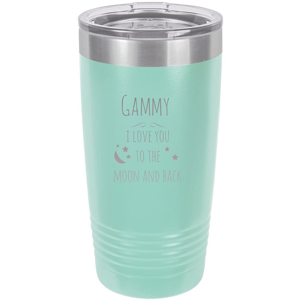 Gammy - I Love you to the Moon and Back - Insulated 20-Ounce Engraved Stainless Steel Travel Tumbler Coffee Mug