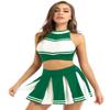 Moggemol Women Cheer Leader Costume Uniform Crop Top with Pleated Mini Skirt Cheerleading Dress Outfit Green X-Large view 1