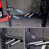 Multi-Function Power Cage Rack Attachments, Dip Bars, Weight Plate Holders, T-Bar Row Platform, Set of 2, Fits 3" x 3" Steel Power Cages view 2