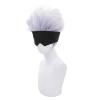 Ebingoo Cosplay Wig Cap + Black Blindfold + Short Wavy Light Purple Mix Silver Wig for Anime, Heat Resistant view 2