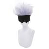 Ebingoo Cosplay Wig Cap + Black Blindfold + Short Wavy Light Purple Mix Silver Wig for Anime, Heat Resistant view 3