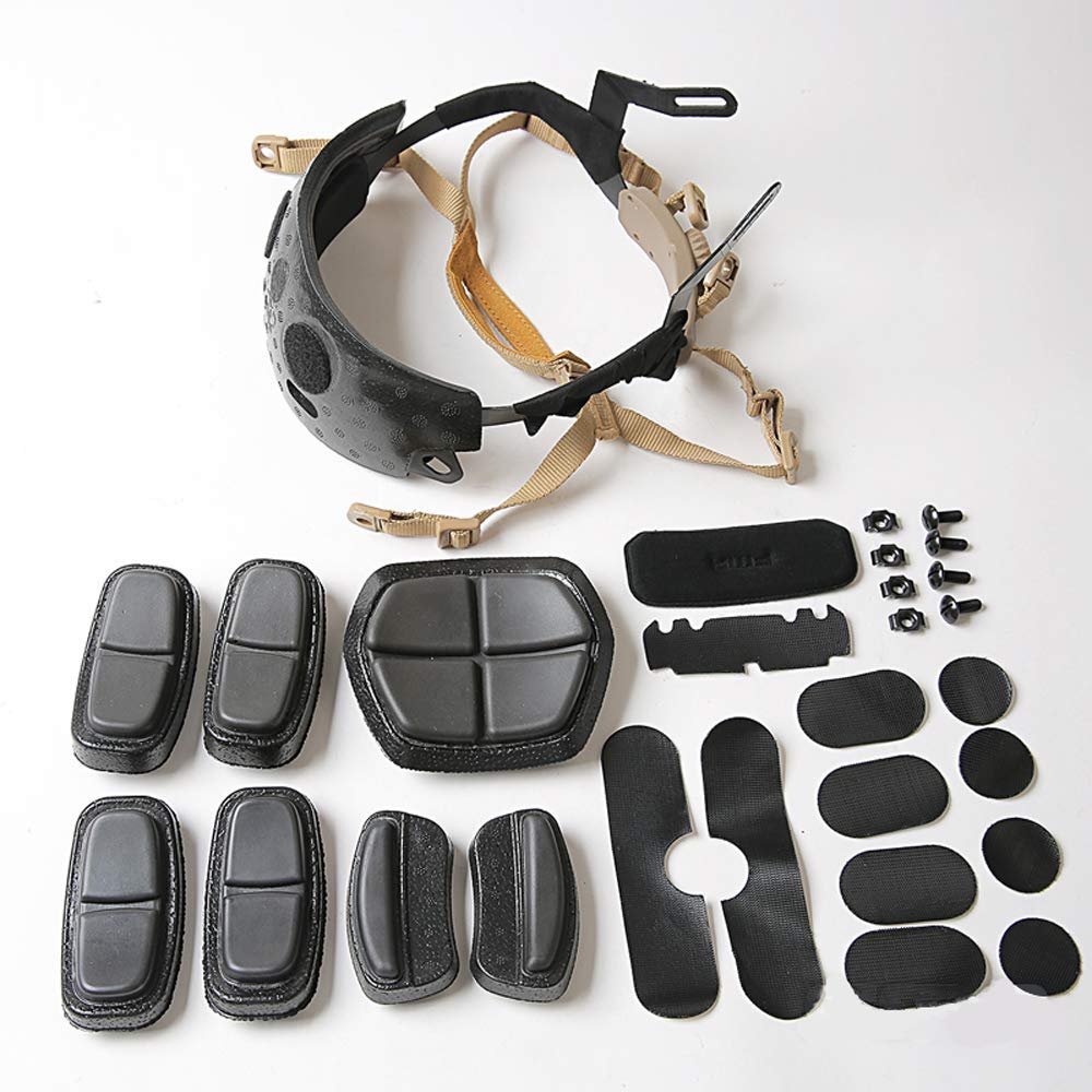 FMA Tactical Helmet Fixed Hanging Strap Helmet Pads Military Adjustable Suspension Belt Liner for BJ PJ MH Fast Mairtime Helmet (L-XL, DE)