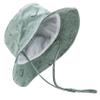 Baby Sun Hat UPF 50+ Sun Protective Toddler Bucket Hat Summer Kids Beach Hats Wide Brim Outdoor Play Hat for Boys Girls Sea Blue 6-12 Months view 2