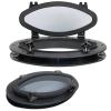 Amarine made Set of 2 Boat Yacht Elliptical Oval Opening Portlight Porthole 16 X 8-5/8 Replacement Window Port Hole - ABS , Tempered Glass, Color: White, Black (Black) view 1