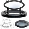Amarine made Set of 2 Boat Yacht Elliptical Oval Opening Portlight Porthole 16 X 8-5/8 Replacement Window Port Hole - ABS , Tempered Glass, Color: White, Black (Black) view 2