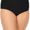 Island Escape Women's Plus Size South Beach Ruched Hipster Swim Bottom Separates (Black, 22W) view 3