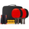 RUIXFLR Ping Pong Set, 4 Ping Pong Paddle Retractable Net 8 Balls and Portable Storage Case, Table Tennis Sets, Perfect for Home Play, Gift view 1