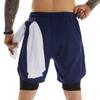 JWJ Men's 2 in 1 Workout Running Shorts 7 Inch Lightweight Athletic Gym Shorts with Compression Liner Navy M view 2