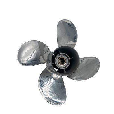 ARKDOZA 4 Blade 35hp 45hp 50hp Polished RH 13 Spline Tooth SS Prop Stainless Steel Propeller for Tohatsu Outboard Motor with Rubber Hub 11.6 x11