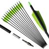 PANDARUS Archery 31-Inch Carbon Hunting Arrows, Turkey Feather Fletching with Replaceable Points, Targeting Practice Arrows Spine 500 for Recurve Bow, Longbow, Traditional Bow (Green) view 1