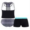 YONGHS 3PCs Girls Swimsuit Sleeveless Rash Guard Triangle Bikinis Tankini Sets with Swim Boyshorts Mint Green 6 view 2