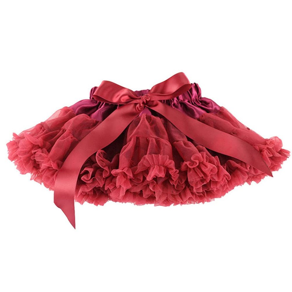 Baby Kids Pettiskirt Girls Tutu Skirts Ruffle Tulle Fluffy Dance Performance Dress Mini Skirt Princess Dress (Wine Red,L,)