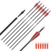 Elong 6PCS 28" Arrows for Compound Bows,Carbon Hunting Arrows for Archery Spine 500 with 100 Grain Screw Tips, for Compound & Recurve & Traditional Bow(with 6 Extra Nocks) view 1