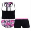 YONGHS 3PCs Girls Swimsuit Sleeveless Rash Guard Triangle Bikinis Tankini Sets with Swim Boyshorts Pink 16 view 2
