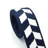 1.5inch Dark Blue and White Striped Webbing Polyester Webbing Cotton Webbing Striped with Diamond Pattern Dog Collar Webbing Key Fob Webbing (1) view 1
