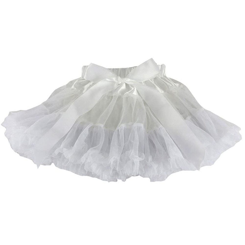 Baby Kids Pettiskirt Girls Tutu Skirts Ruffle Tulle Fluffy Dance Performance Dress Mini Skirt Princess Dress (White,M,)