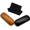 Babasee 2 Pack Hard Shell Glasses Case for Women Men Leather Eyeglass Case Eyeglasses Protective Cases Black and Brown Medium view 2