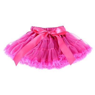 Baby Kids Pettiskirt Girls Tutu Skirts Ruffle Tulle Fluffy Dance Performance Dress Mini Skirt Princess Dress (Rose,S,)