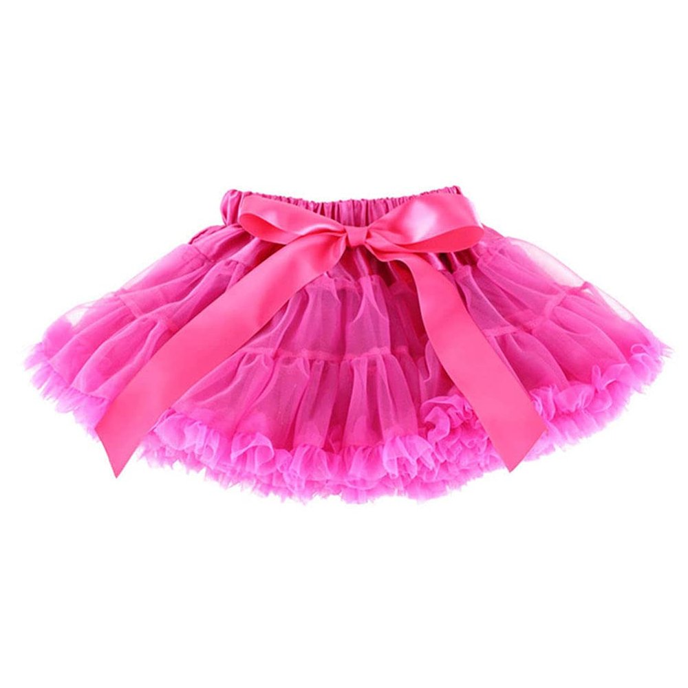 Baby Kids Pettiskirt Girls Tutu Skirts Ruffle Tulle Fluffy Dance Performance Dress Mini Skirt Princess Dress (Rose,S,)