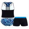 YONGHS 3PCs Girls Swimsuit Sleeveless Rash Guard Triangle Bikinis Tankini Sets with Swim Boyshorts Blue 16 view 2