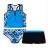 YONGHS 3PCs Girls Swimsuit Sleeveless Rash Guard Triangle Bikinis Tankini Sets with Swim Boyshorts Blue 16 view 3