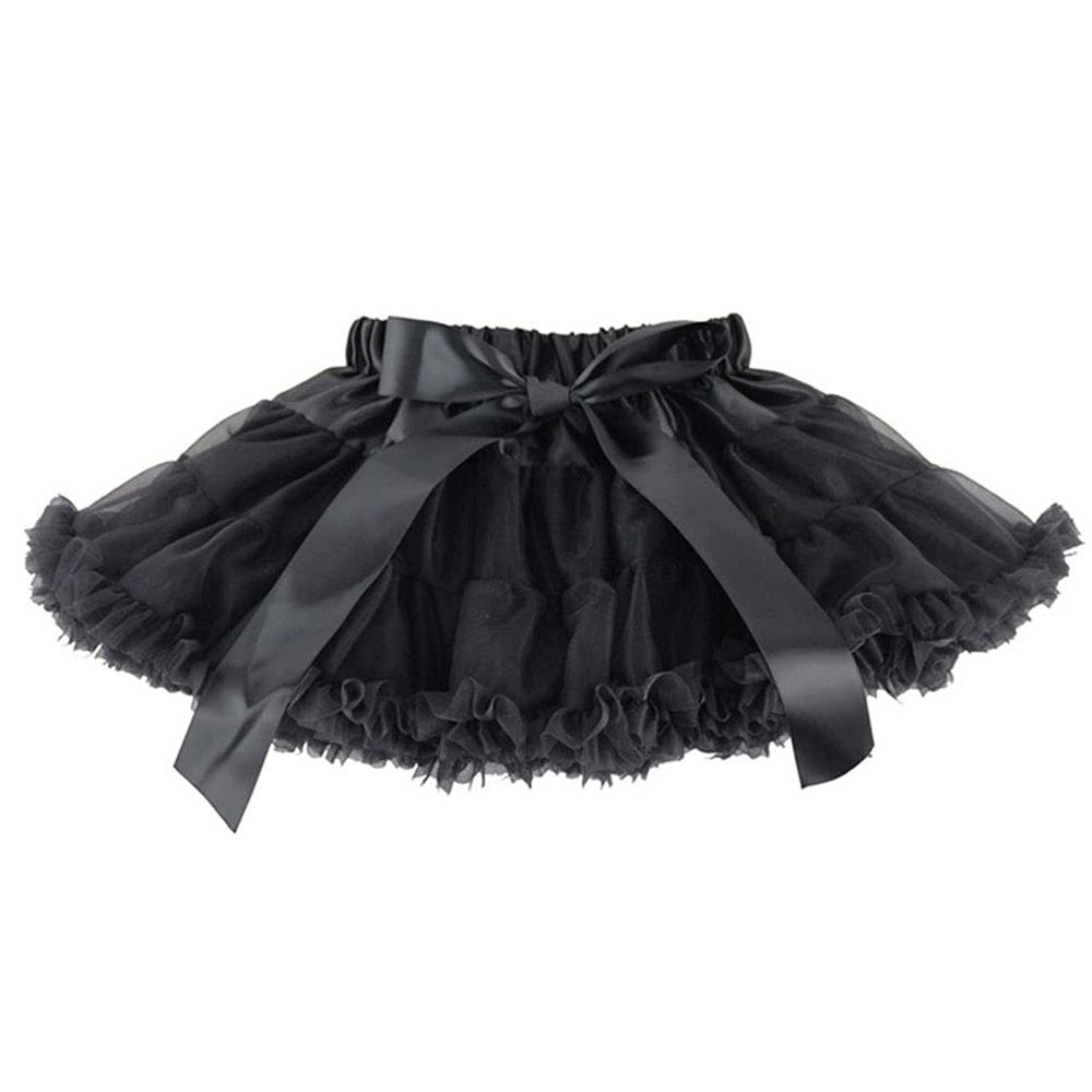 Baby Kids Pettiskirt Girls Tutu Skirts Ruffle Tulle Fluffy Dance Performance Dress Mini Skirt Princess Dress (Black,M,)