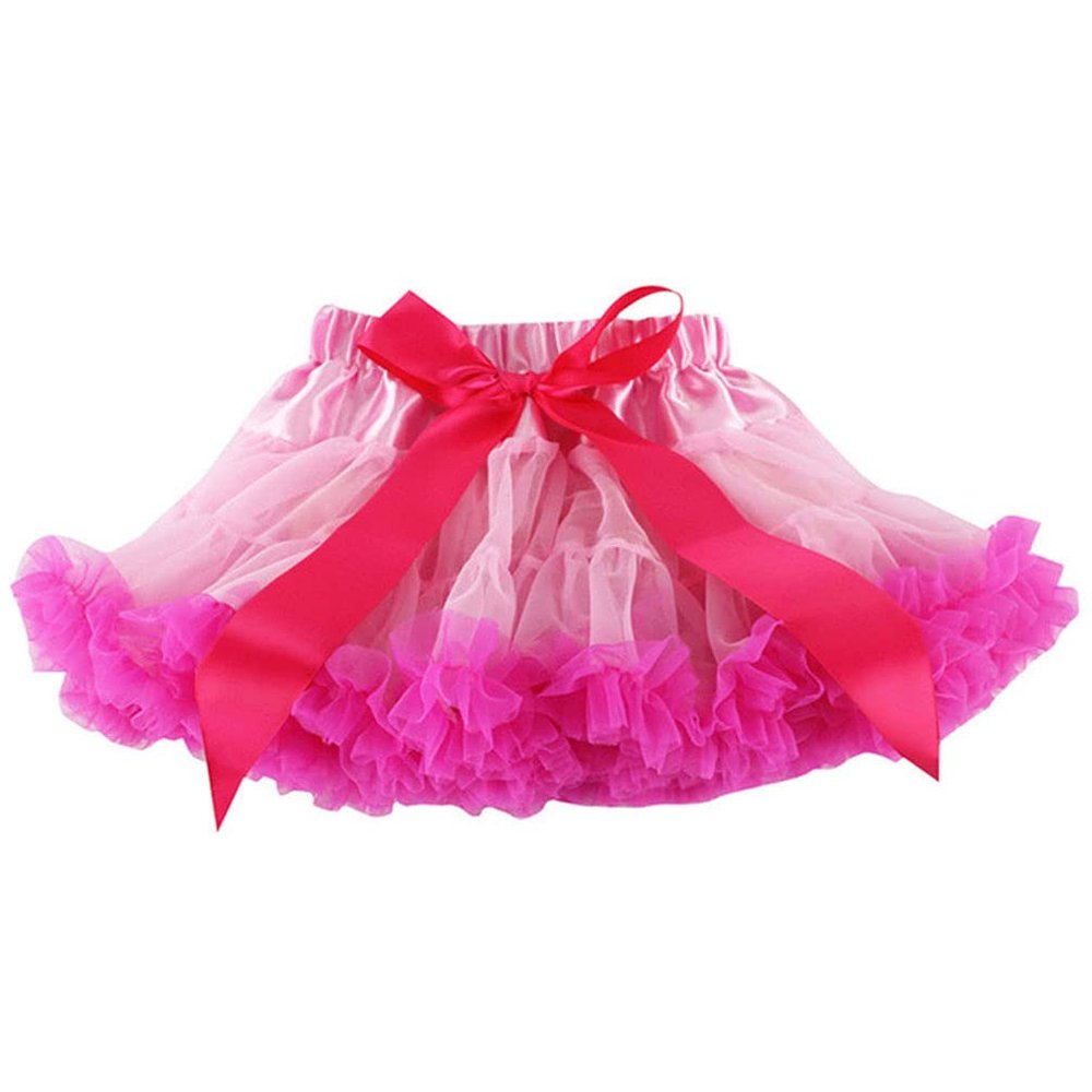 Baby Kids Pettiskirt Girls Tutu Skirts Ruffle Tulle Fluffy Dance Performance Dress Mini Skirt Princess Dress (Pink + Rose,M,)