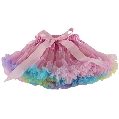 Baby Kids Pettiskirt Girls Tutu Skirts Ruffle Tulle Fluffy Dance Performance Dress Mini Skirt Princess Dress (Pink + Muticolor,S,)