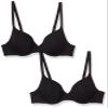 Amazon Essentials T-Shirt Bras for Women, Comfortable Underwire, Pack of 2, Black, 40C view 1