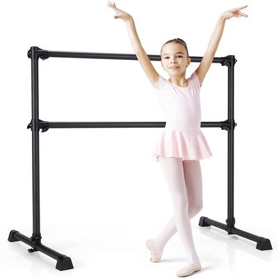 Costzon Portable Ballet Barre, 7-47 Adjustable Double Freestanding Ballet Bar w/Stable Base, 4FT Fitness Ballet Bar for Kids Adults, Heavy-Duty Dancing Stretching Bar for Home (Black)
