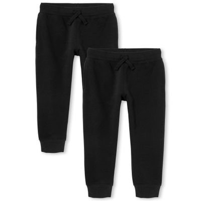 The Children's Place boys Active Fleece Jogger Pants, Black 2 Pack, X-Small US