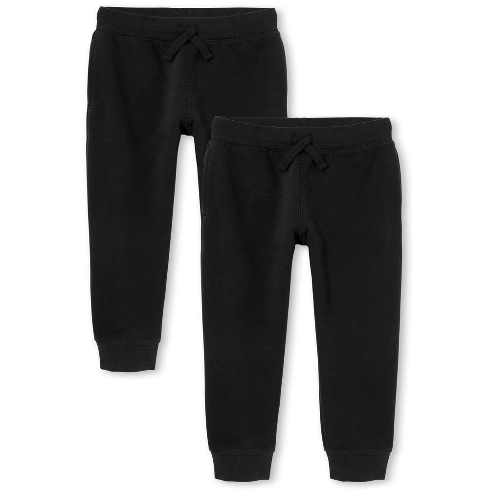 The Children's Place boys Active Fleece Jogger Pants, Black 2 Pack, X-Small US