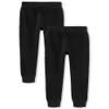 The Children's Place boys Active Fleece Jogger Pants, Black 2 Pack, X-Small US view 1