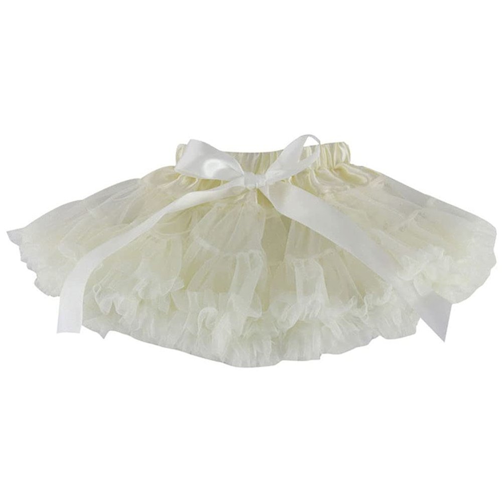 Baby Kids Pettiskirt Girls Tutu Skirts Ruffle Tulle Fluffy Dance Performance Dress Mini Skirt Princess Dress (Beige,S,)