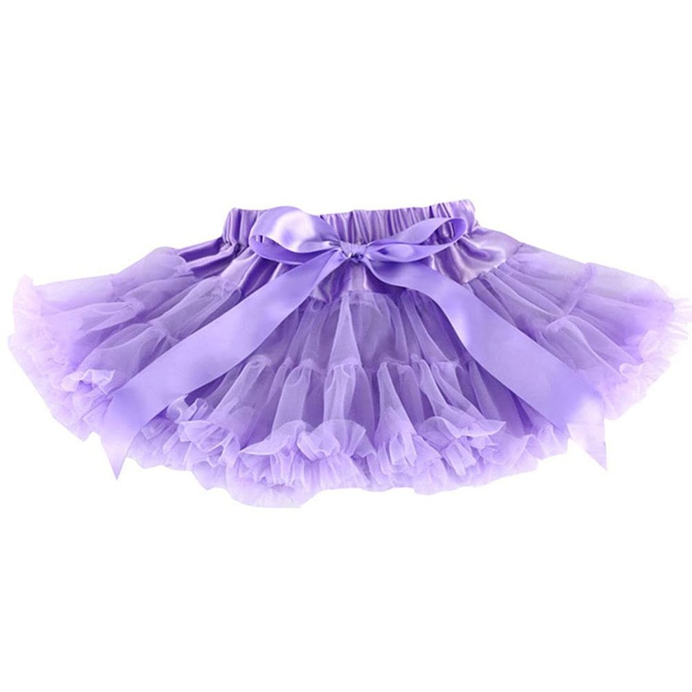 Baby Kids Pettiskirt Girls Tutu Skirts Ruffle Tulle Fluffy Dance Performance Dress Mini Skirt Princess Dress (Light Purple,XL,)