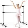 Costzon Portable Ballet Barre, 7-47 Adjustable Double Freestanding Ballet Bar w/Stable Base, 4FT Fitness Ballet Bar for Kids Adults, Heavy-Duty Dancing Stretching Bar for Home (Silver) view 1
