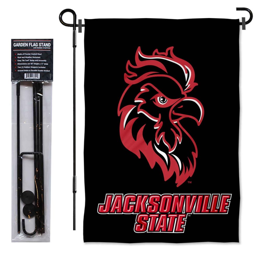 College Flags & Banners Co. JSU Gamecocks Black Garden Flag and Flag Stand Pole Holder Set