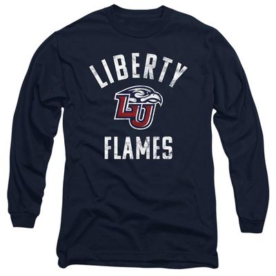 Liberty University Official Flames Logo Unisex Adult Long-Sleeve T Shirt,Navy, 2X-Large
