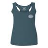 0058. American Flag Thin Red Line Firefighter Support Seal Women's Tank Top Racerback (Indigo Blue X Small)