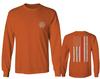 0058. American Flag Thin Red Line Firefighter Support Seal Men's Long Sleeve t Shirt (Orange X-Large) view 1