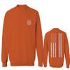 0058. American Flag Thin Red Line Firefighter Support Seal Men's Crewneck Sweatshirt (Orange Small) view 1