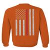 0058. American Flag Thin Red Line Firefighter Support Seal Men's Crewneck Sweatshirt (Orange Small) view 3
