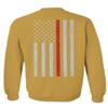 0058. American Flag Thin Red Line Firefighter Support Seal Men's Crewneck Sweatshirt (Gold Large) view 3